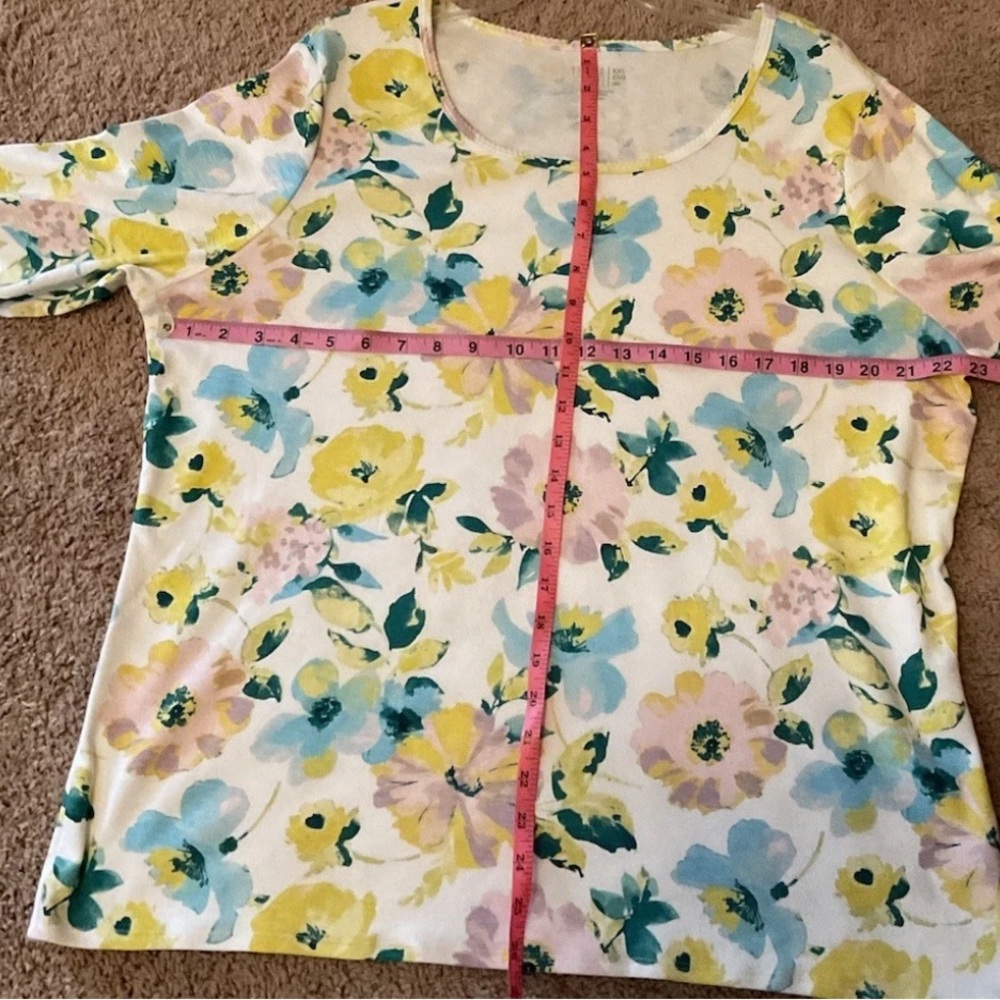Time & True Top Womens XXL Floral All Over Print Short Sleeve - Picture 9 of 9